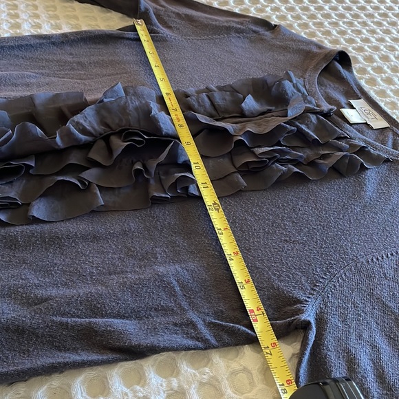 Ann Taylor Loft Ruffled Front Cardigan, Gray, Size Small - Picture 7 of 8